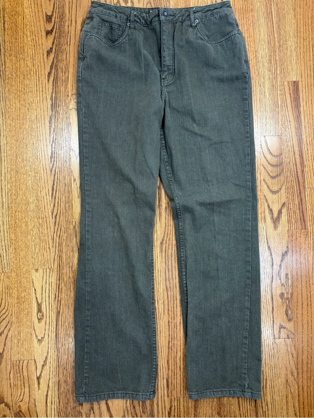 Coldwater Creek Classic Straight Leg Dark Olive Green Jeans (12)
